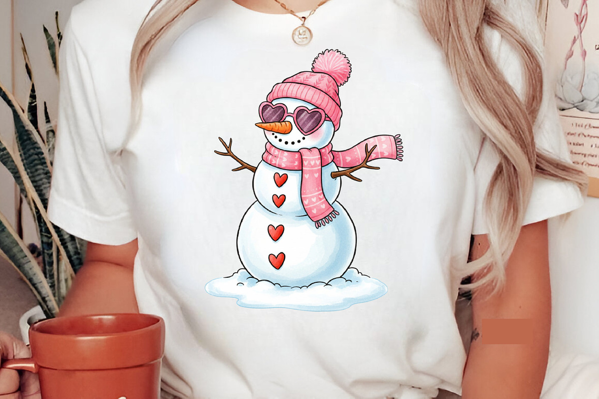 Retro Pink Snowman Png,Merry Christm, an Illustration by Designking (Photo 2 of 5)