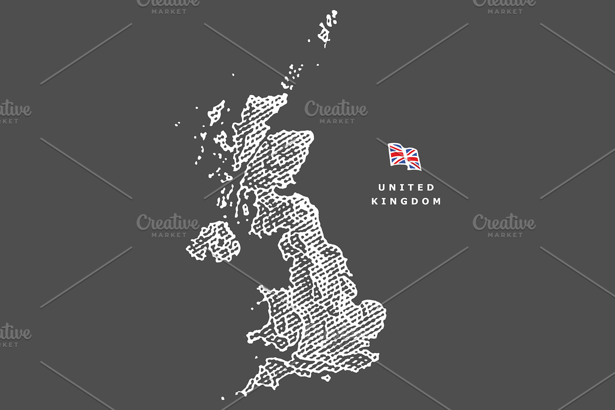 Colored map of the United Kingdom, an Illustration by Irina Trusova (Photo 4 of 5)