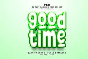 Editable 3D Text Effect Good Time, a Layer Style Add-On by Md Jahidul99