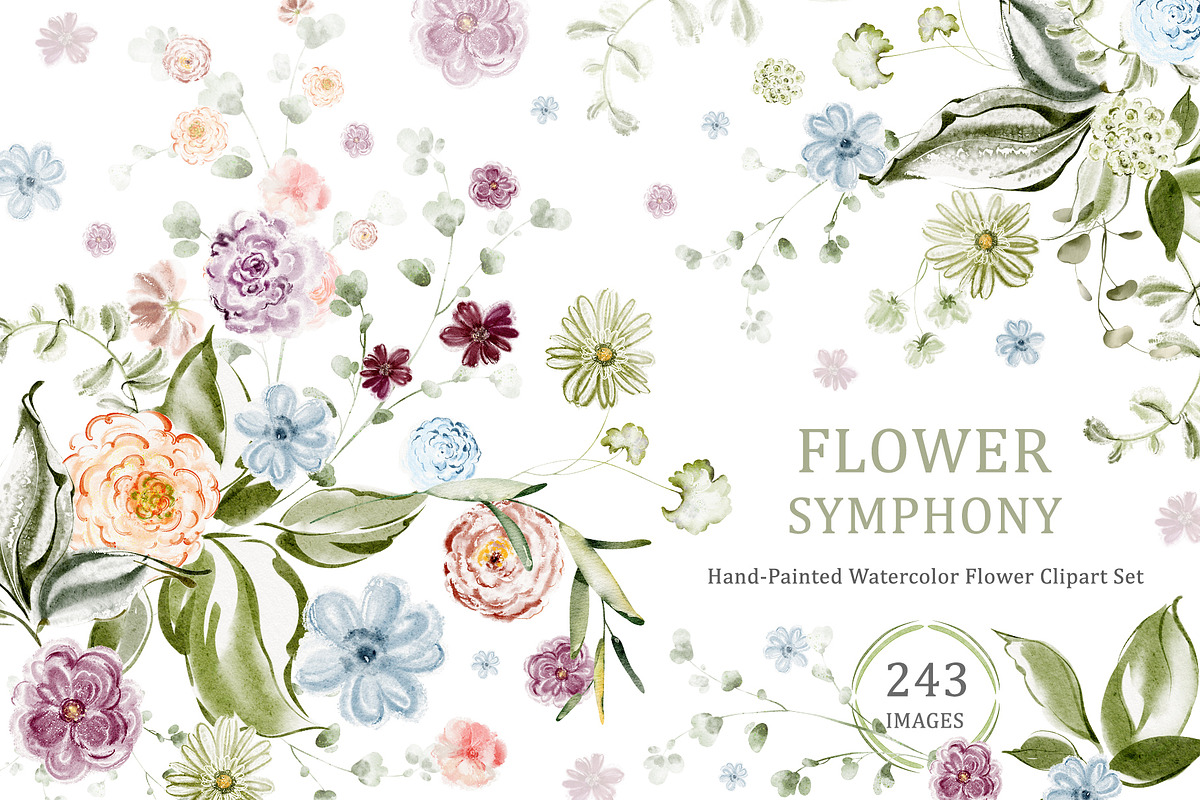 Summer Flowers Watercolor Clipart, a Decorative Illustration by LenArt (Photo 1 of 14)
