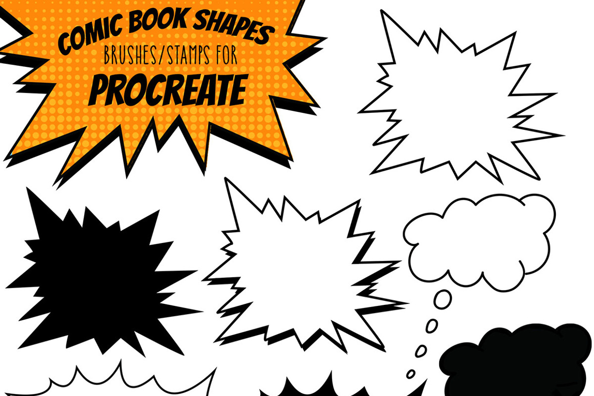Procreate Comic Shape Brushes Stamps, a Brush Add-On by Studio Kitsch (Photo 5 of 8)
