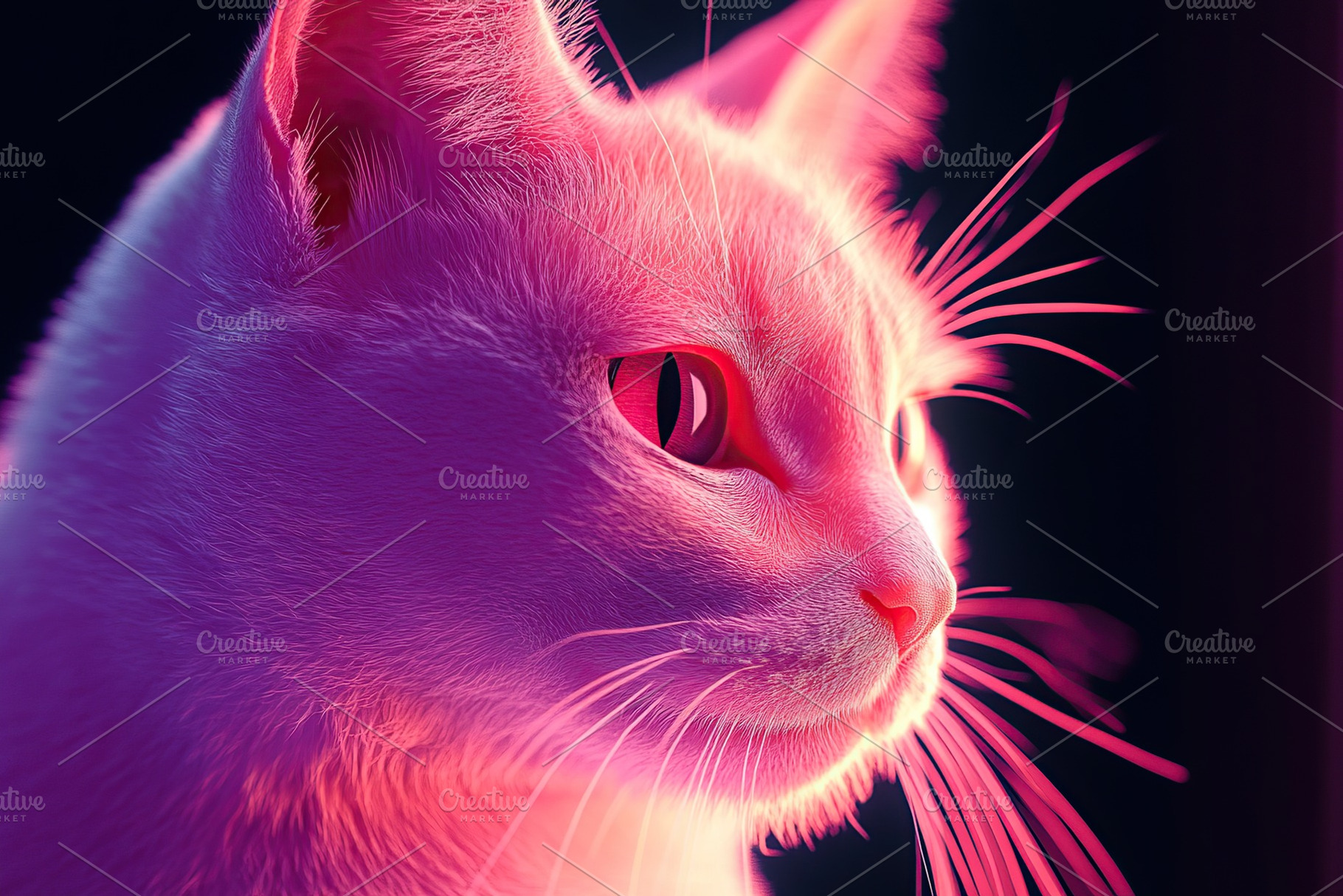 Closeup photo of cat in pastel pink colors, an Animal Photo by AlyaAnd