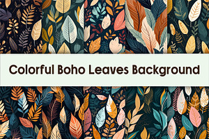 Colorful Boho Leaves Background