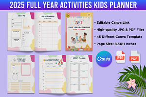 2025 Full Year Activities Kids Plan, a Stationery Template by Designmela01