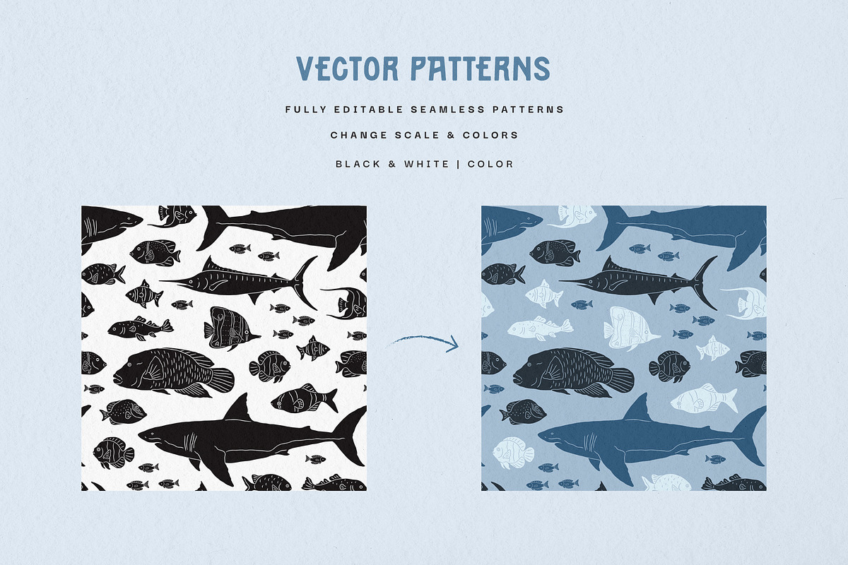 Sealife Silhouettes Illustration Set, an Animal Illustration by rouxsupplyco (Photo 13 of 16)