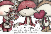Whimsical Spring Fox Clipart, an Illustration by Designking (Thumbnail 1 of 5)