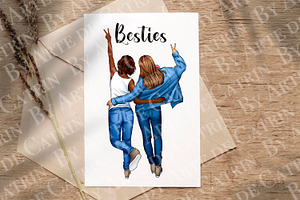 Best Friends Clipart, Besties, Girls