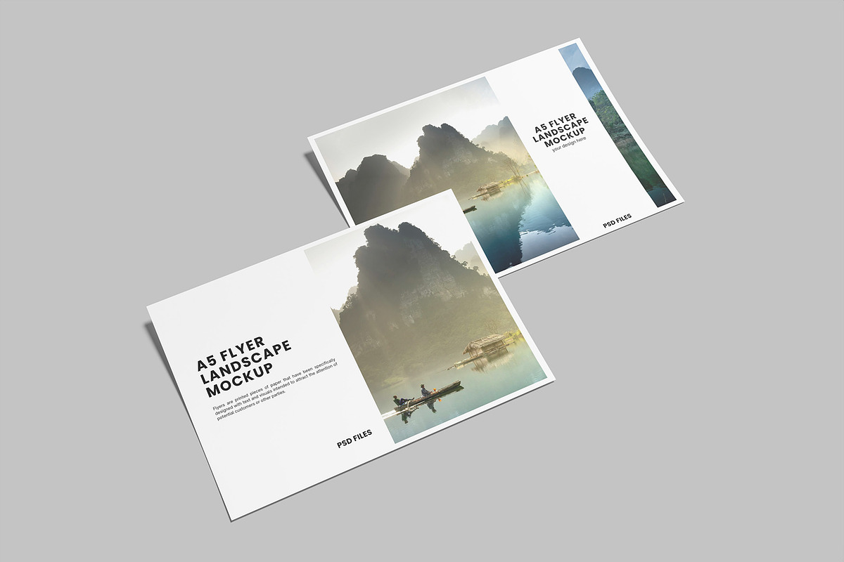 A5 Landscape Flyer Mockup, an Advertising Mockup by Graphiculon (Photo 9 of 11)
