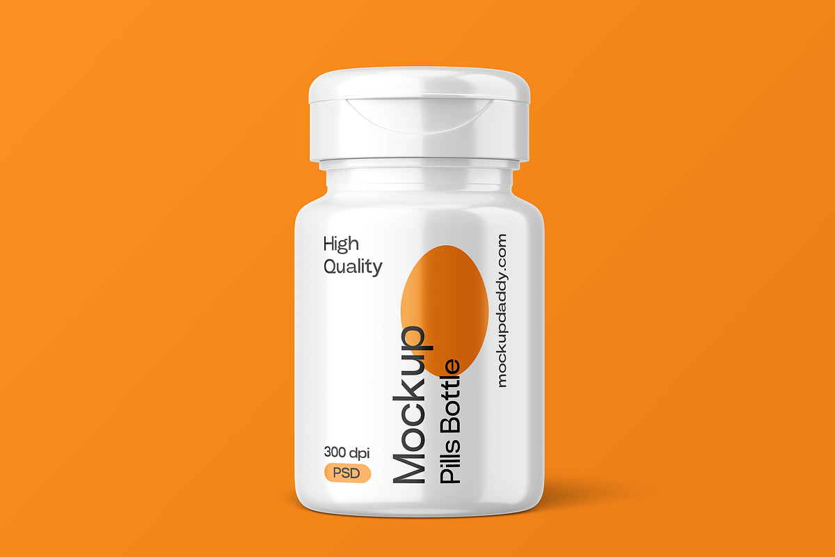Mini Pill Bottle Mockup with Cap, a Cups & Container Mockup by Mockupdaddy (Photo 10 of 27)