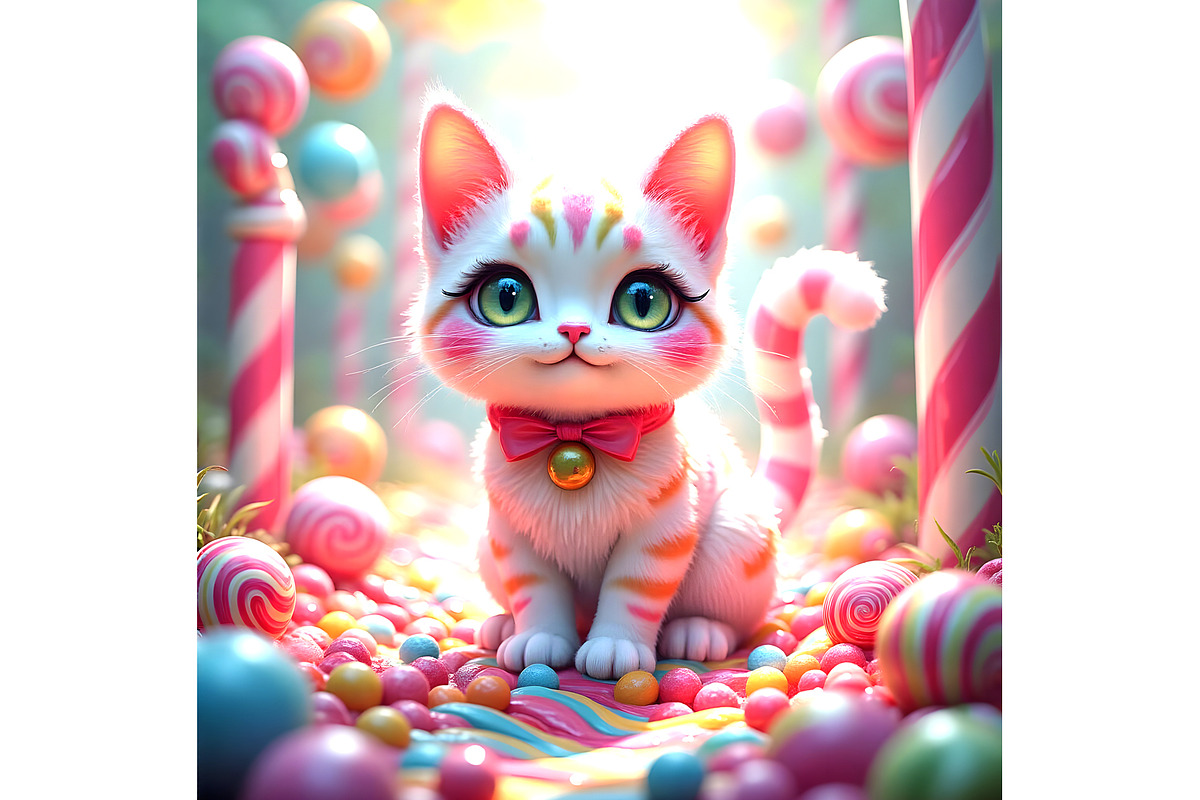 Whimsical Candy Cat, an Animal Illustration by Sharon Schwalbe (Photo 2 of 2)