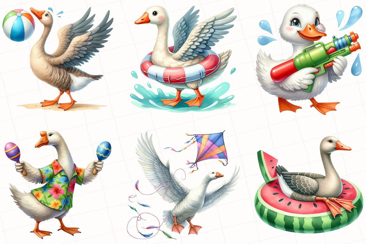Summer Silly Goose Clipart, an Illustration by OK Design (Photo 4 of 5)