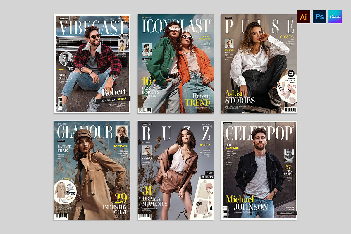 Magazine Cover Template Set, a Magazine Template by BrandPacks (Photo 1 of 8)