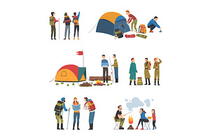 People Characters Camping Putting, a Person Illustration by TopVectors