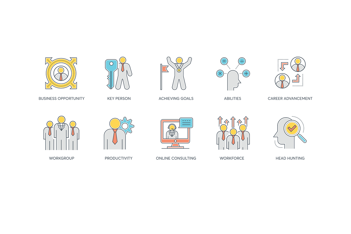 85 Business Color Line Icons, an Outline Icon by Flat Icons (Photo 6 of 6)