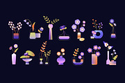 Vases with flowers set, backgrounds, a Decorative Illustration by PaperTrident (Thumbnail 3 of 10)