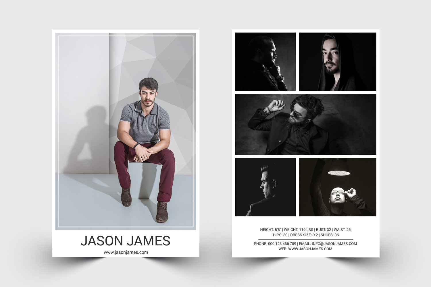Model Comp Card Template, a Card Template by Designscozy | Creative Market