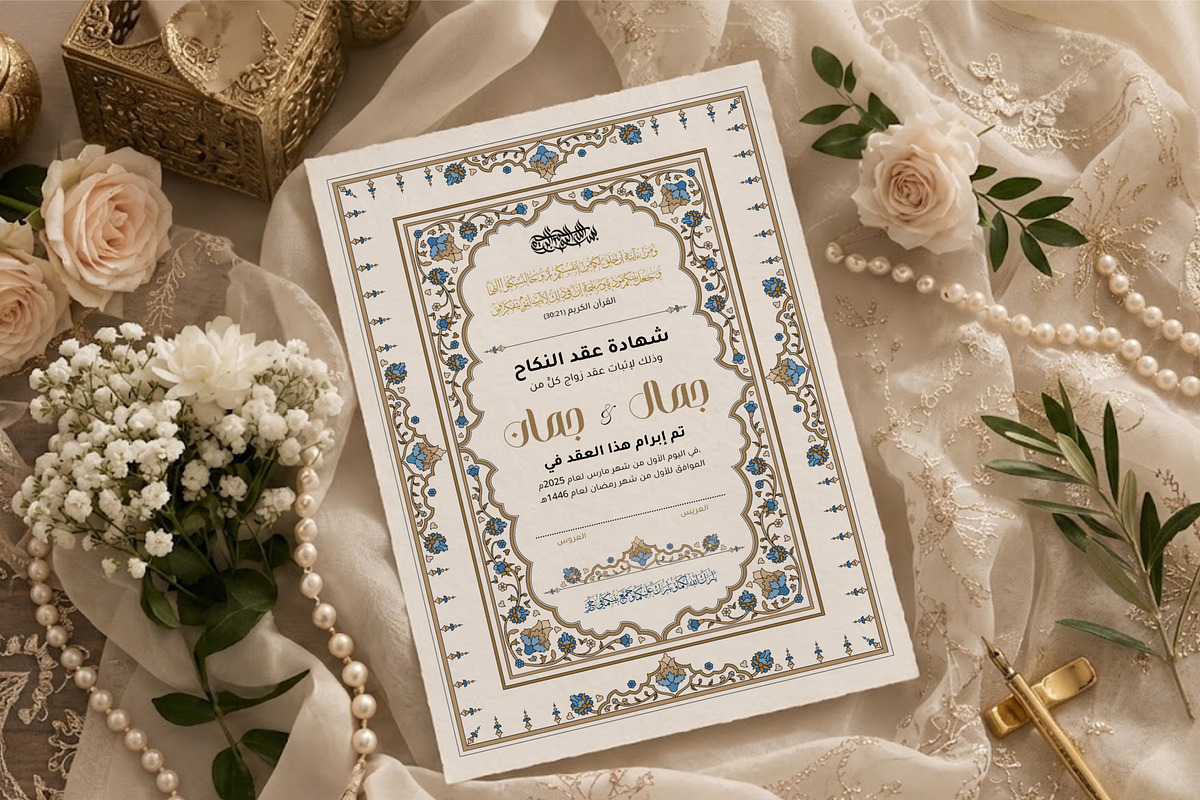 Islamic marriage nikkah certificate, a Poster Template by Artemieva Kateryna (Photo 5 of 5)