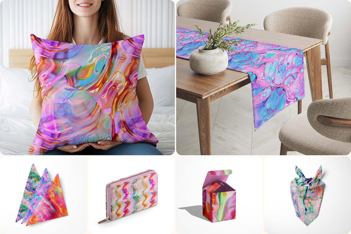 Liquid Ink Holographic Patterns, a Pattern Graphic by Ninterints (Photo 5 of 10)