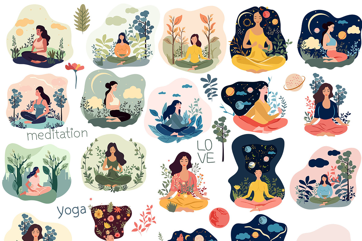Meditation, yoga woman, Nature, a Sport Illustration by Usis (Photo 2 of 7)