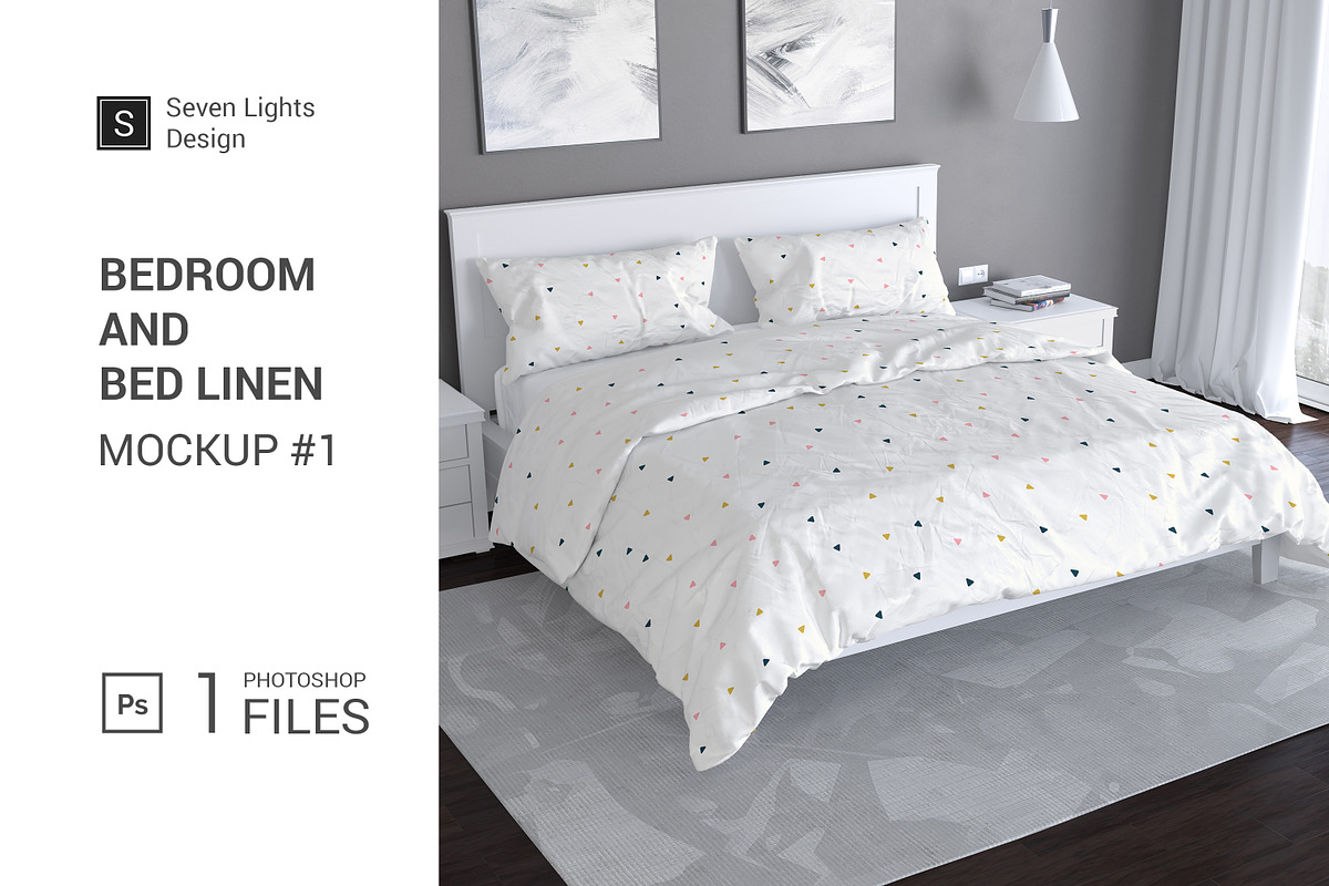 Bedroom and Bed Linen Mockup #1, an Apparel Mockup by Seven Lights (Photo 1 of 6)