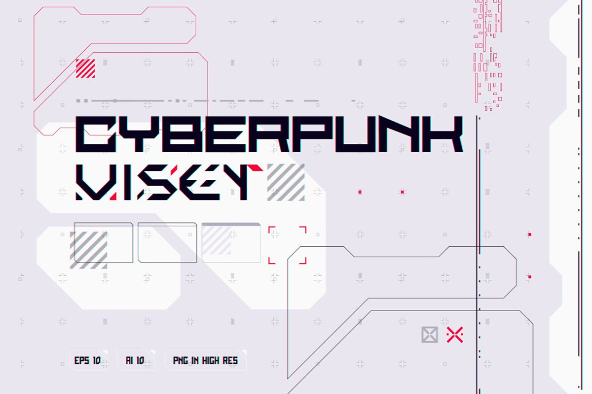 CyberPunk UI Set, a Technology Illustration by Olga Ryzychenko (Photo 1 of 8)