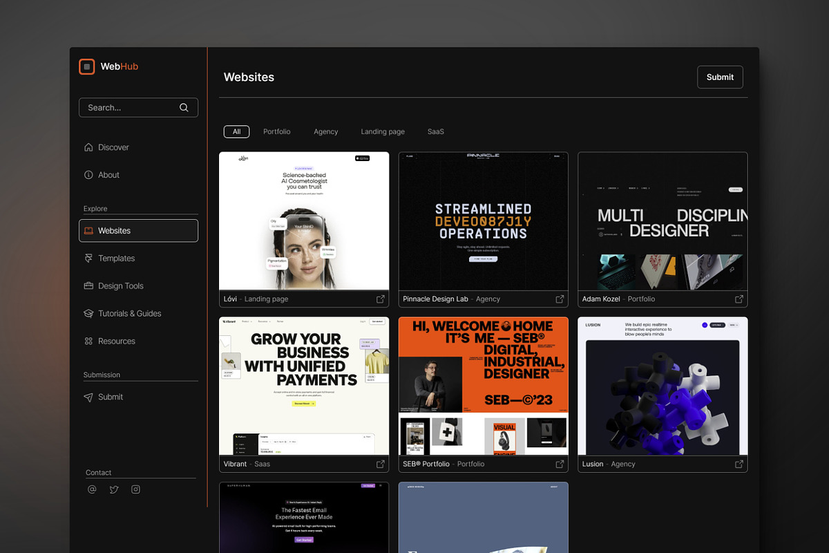 WebHub - Curation Framer Template, a Landing Page Template by THdesign (Photo 2 of 3)