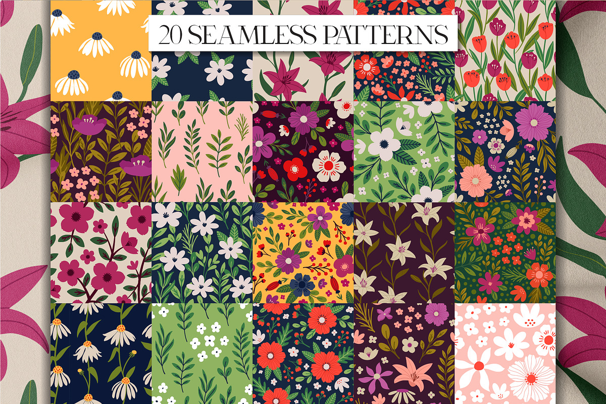 Floral Seamless Patterns, a Pattern Graphic by AnnArt (Photo 4 of 9)