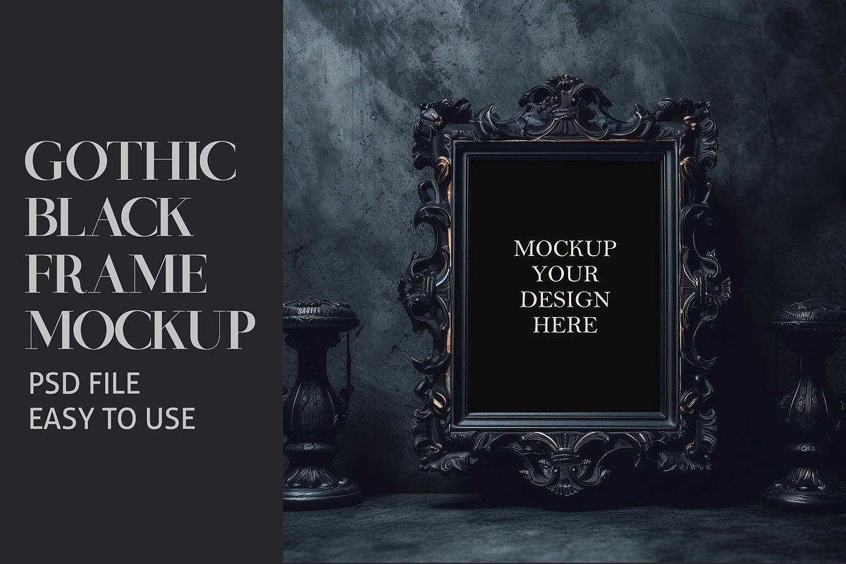 BLACK VINTAGE FRAME Mockup, a Mockup by AYAKA Studio Co.