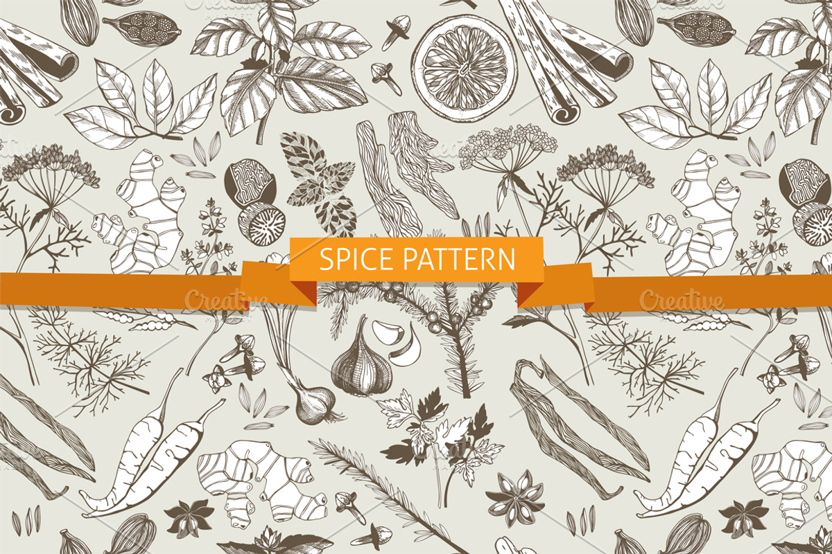 Spices - vector seamless patterns