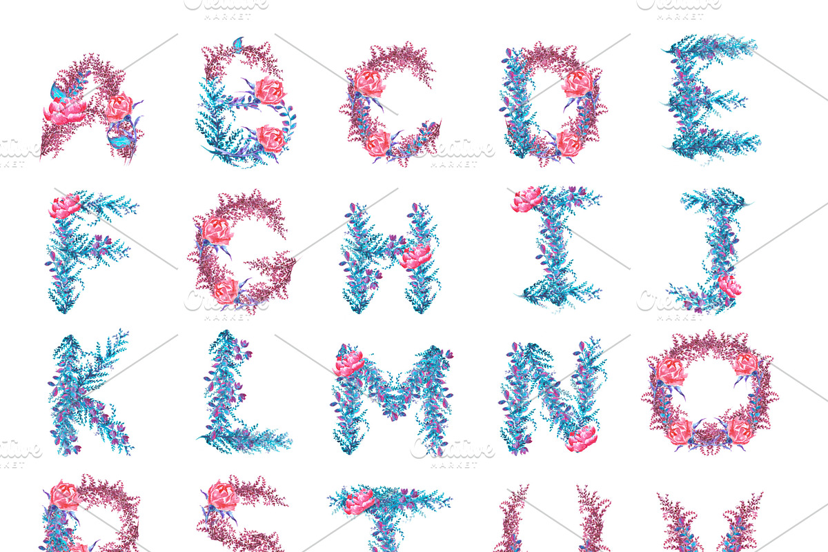Floral watercolor alphabet., an Object Graphic by moto_cat (Photo 2 of 3)