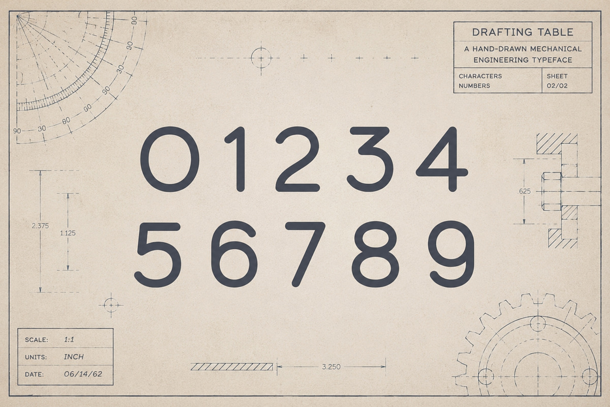 Drafting Table - Engineering Font, a Sans Serif Font by HipFonts (Photo 3 of 8)