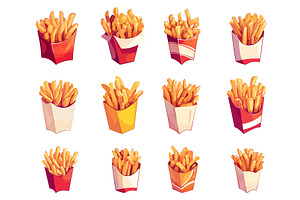 set of french fries, different, a Food Illustration by LadadikArt