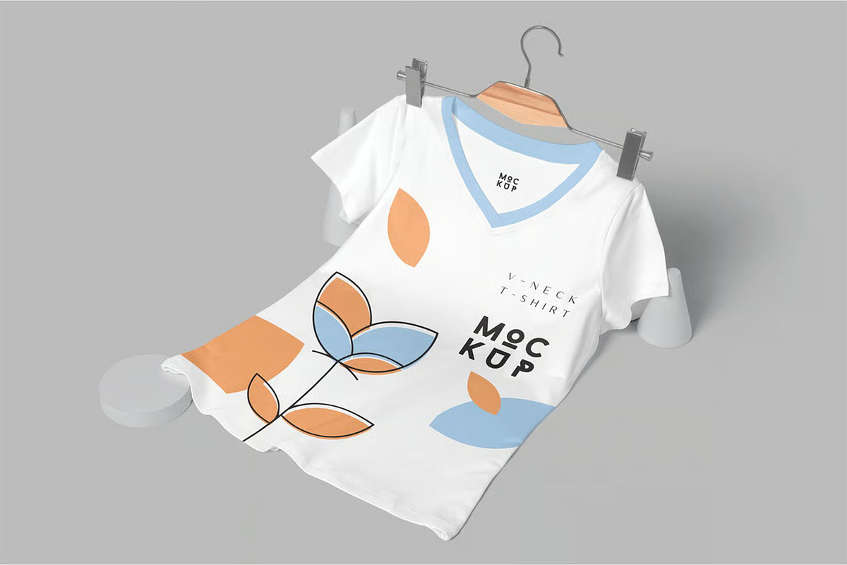 Half Sleeves V-neck T-shirt Mockups, a Shirt Mockup by megostudi0 (Photo 2 of 6)