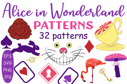 Alice in Wonderland elements,pattern