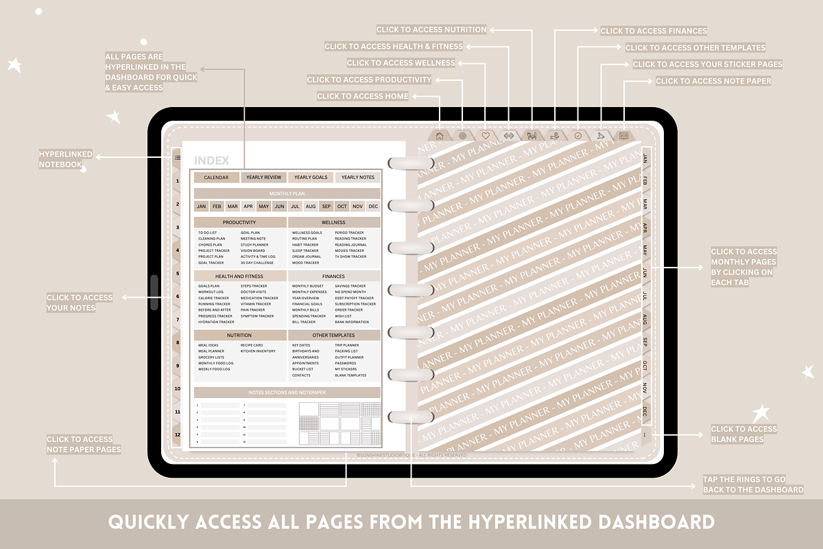 Cute Digital Life Planner 750+ pages, a Templates & Theme by SunshineStudioBoutique (Photo 2 of 9)