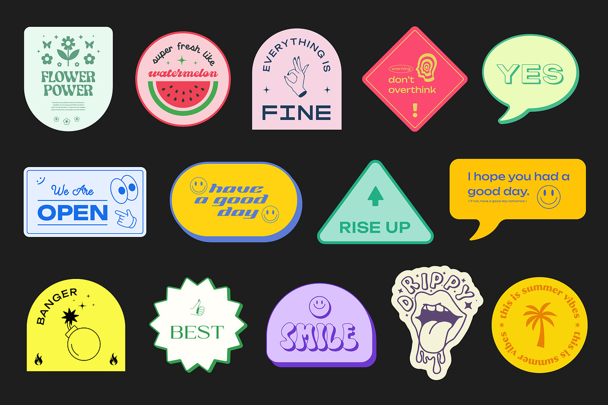 COOL Y2K STICKERS VECTOR SET, a Decorative Illustration by craftlove (Photo 5 of 12)