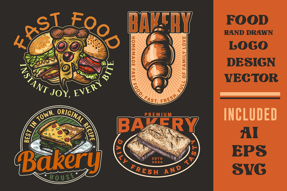 Bakery hand-drawn labels and badges, a Branding & Logo Template by Billah Hub