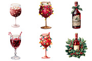 Christmas Red Wine Clipart, a Graphic by CitraGraphics (Thumbnail 2 of 4)