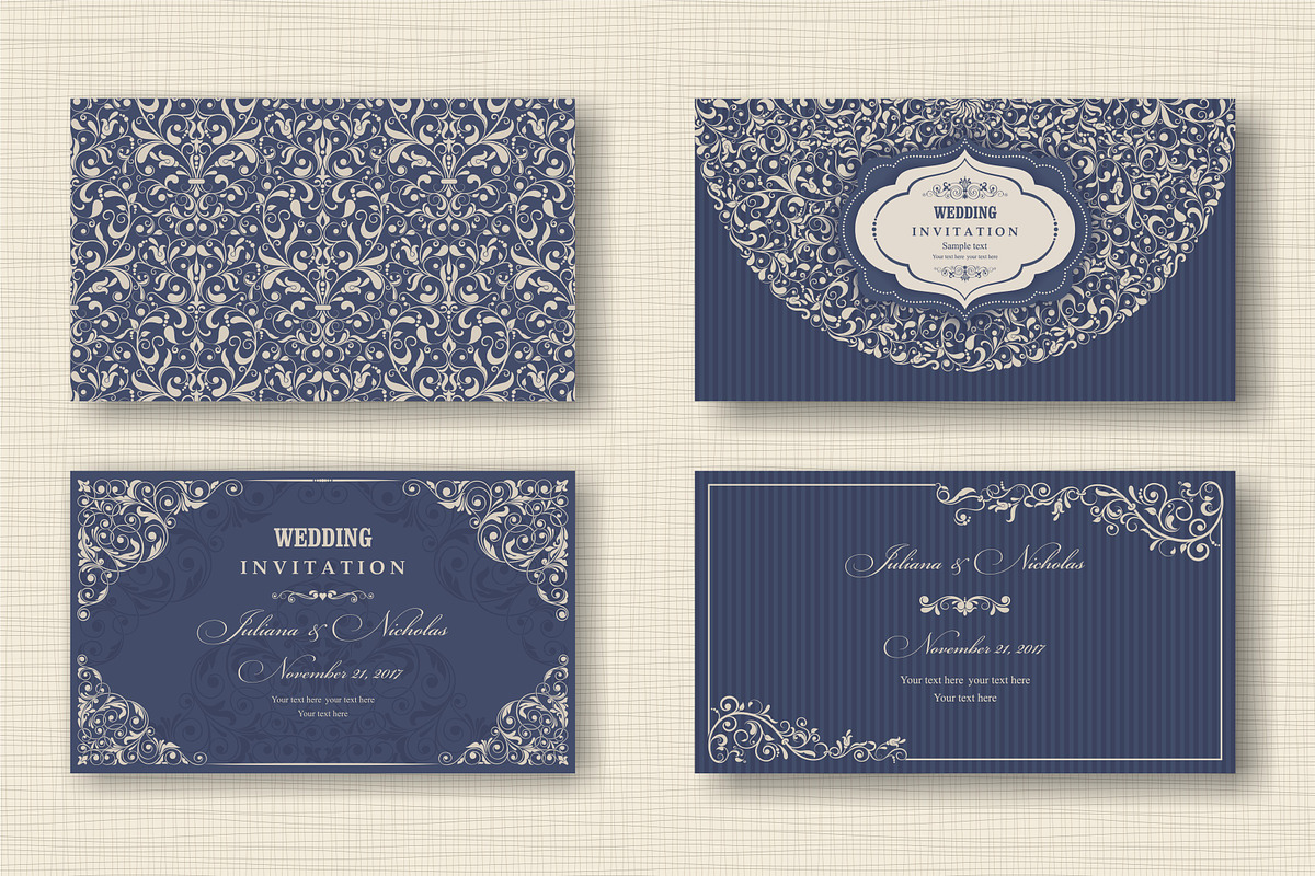 Wedding Set. Pattern and Invitation., a Card Template by NataLito (Photo 6 of 7)