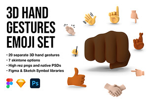 3D Hand Gestures Emoji Set