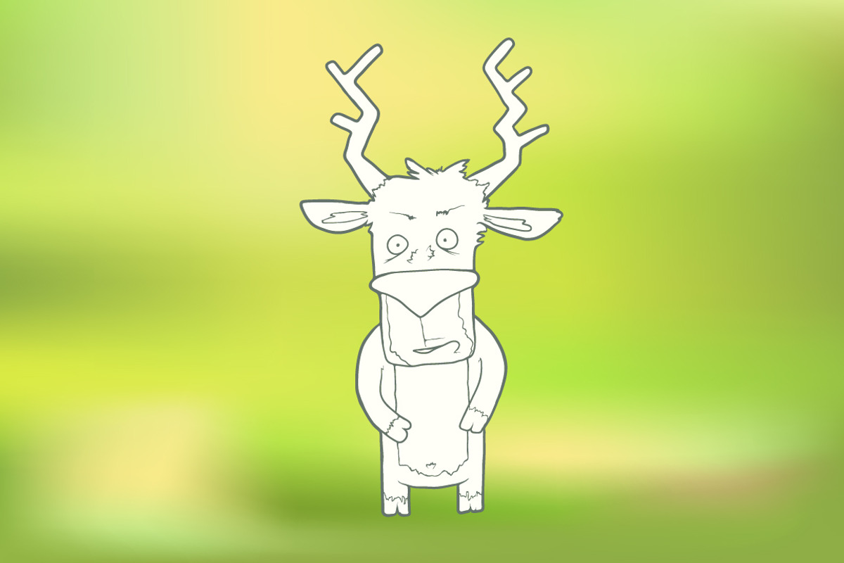 Hand-drawn cute deer, an Illustration by Andrew Bzh.