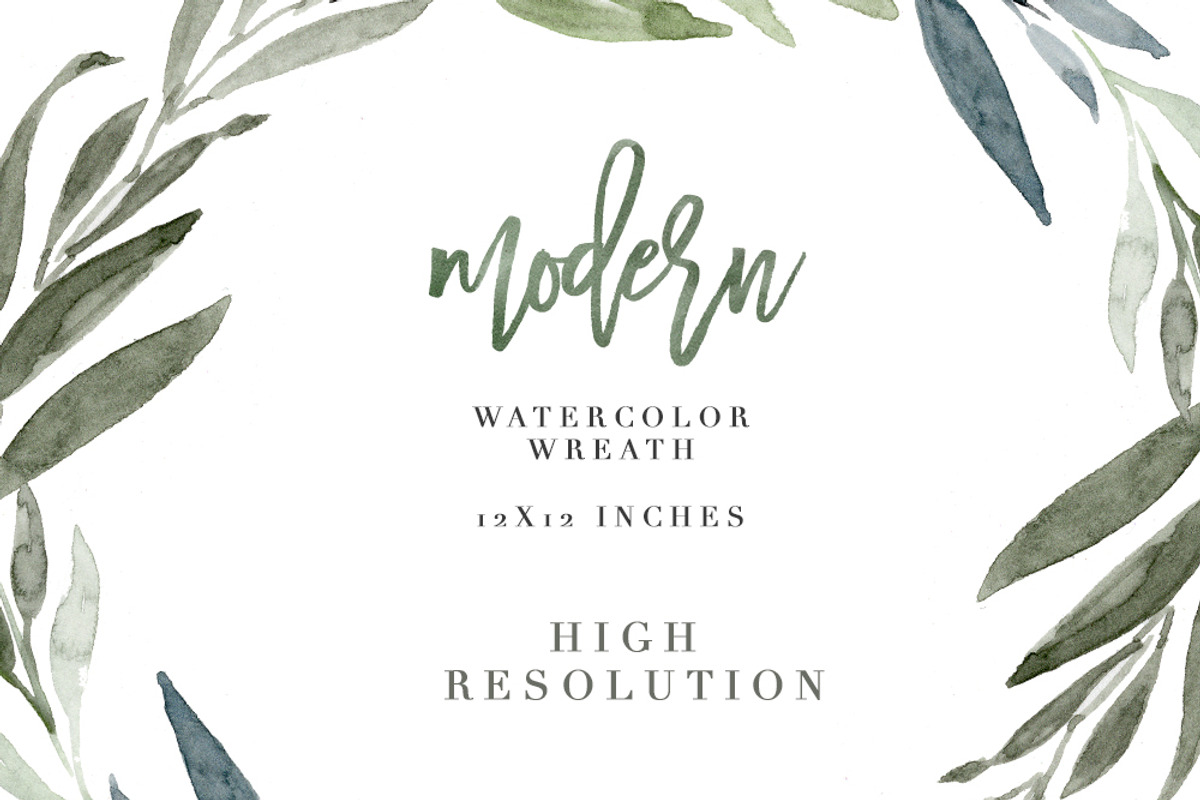 Modern Watercolor Leaves Clipart Set, an Illustration by Essem Creatives (Photo 5 of 6)