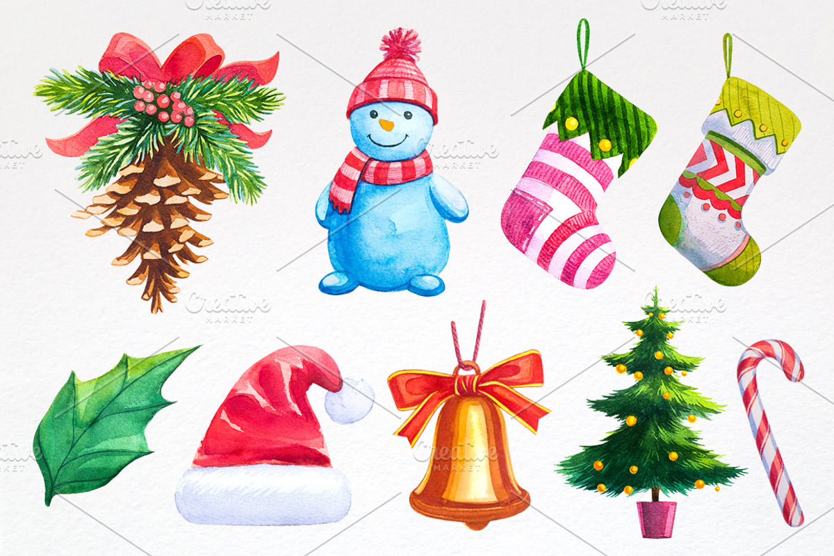 Christmas. Watercolor illustrations., a Decorative Illustration by AlexGreenArt (Photo 2 of 8)