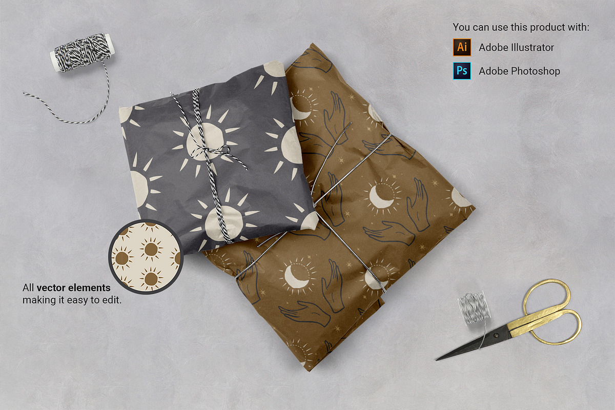 Mystic Seamless Patterns & Elements, a Pattern Graphic by Tay Rho Design Shop (Photo 2 of 8)