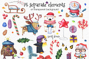Watercolor Set CHRISTMAS FRIENDS, an Animal Illustration by Satika (Thumbnail 2 of 9)