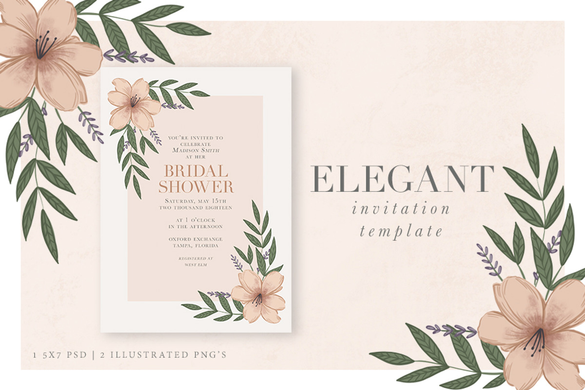 Elegant Floral Invitation Template, an Invitation Template by Victoria Bilsborough (Photo 1 of 2)