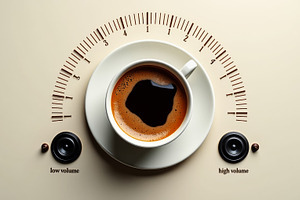 Coffee cup simulating a music volume, a Food & Drink Photo by Perpis