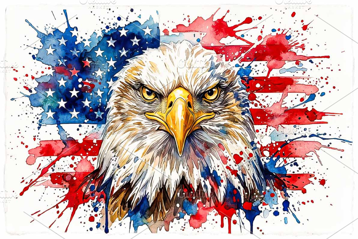 Bald Eagle Patriotic Watercolor PNG, an Animal Illustration by VetalStock (Photo 8 of 8)