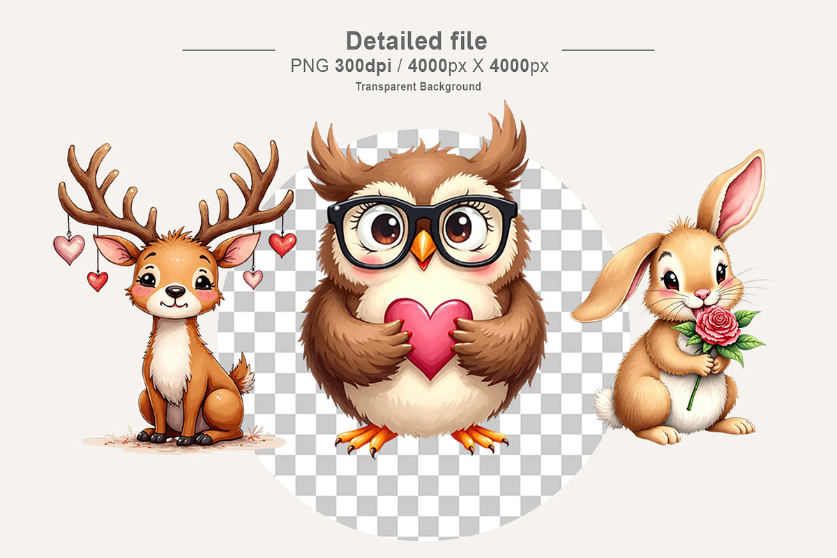 Ugly Cute Valentine Animal Clipart, an Animal Illustration by Artnoy (Photo 4 of 8)