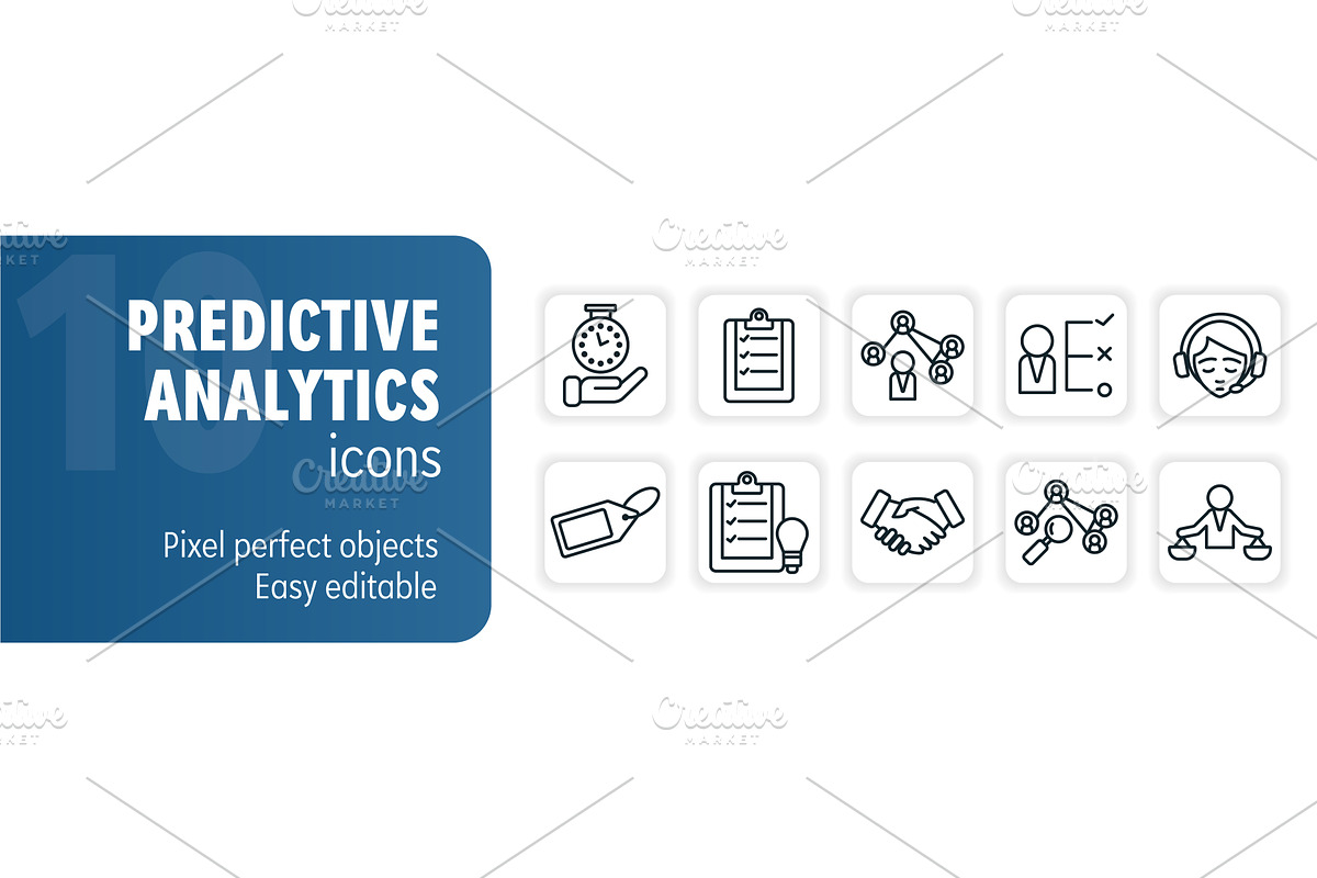 Predictive analytics icon set, a Technology Illustration by Aimagenarium@gmail.com